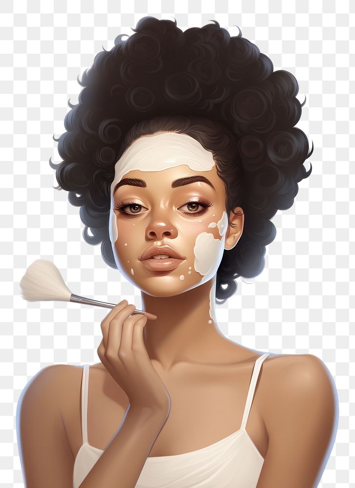 PNG Cosmetics portrait applying cartoon. AI generated Image by rawpixel.