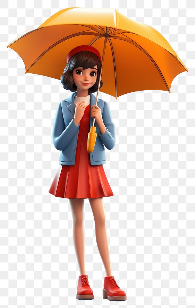 PNG Umbrella cartoon women white background. AI generated Image by rawpixel.