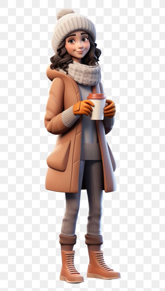 PNG Coat cartoon winter women. AI generated Image by rawpixel.