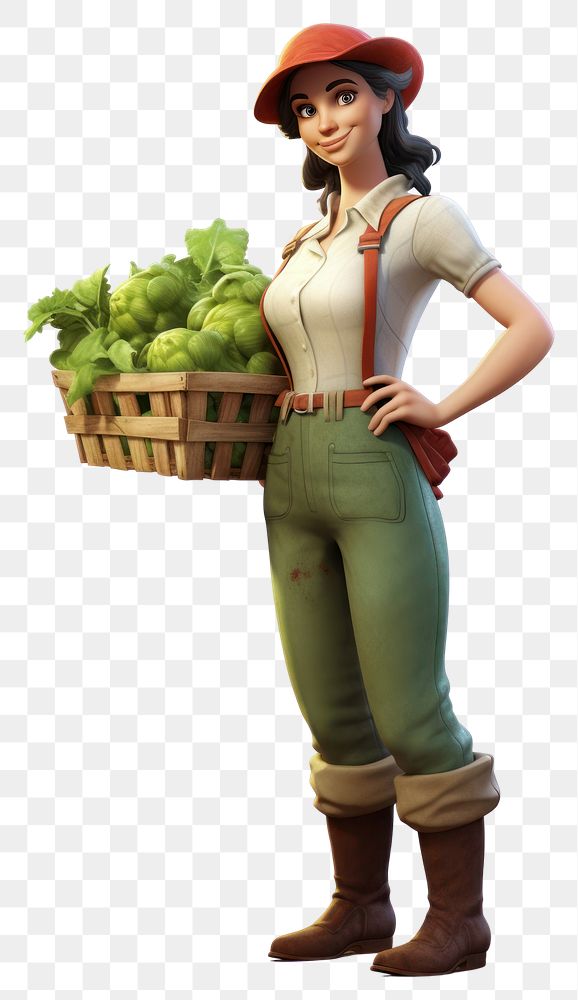 PNG Vegetable basket female adult. AI generated Image by rawpixel.