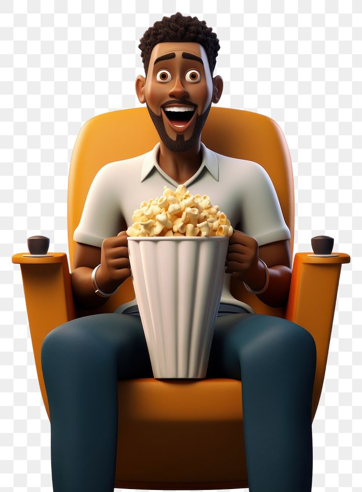 PNG Chair popcorn sitting snack. AI generated Image by rawpixel.