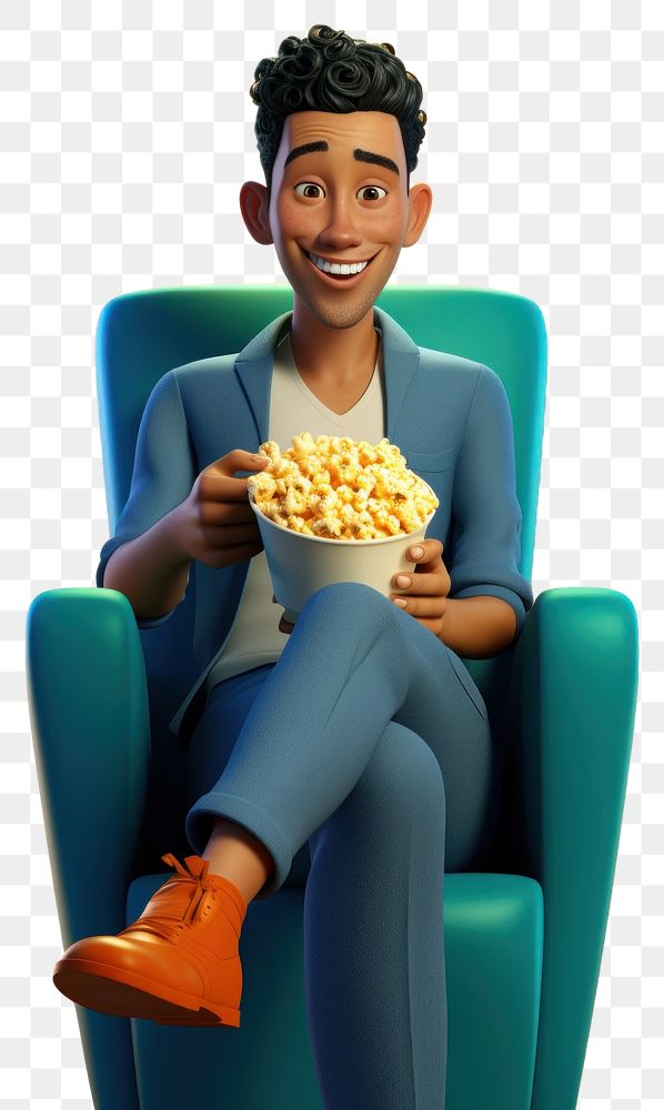 PNG Sitting popcorn holding chair. AI generated Image by rawpixel.