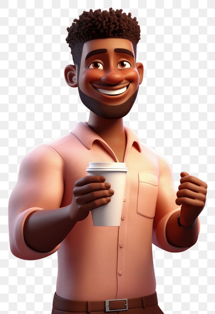 PNG Portrait cartoon coffee adult. AI generated Image by rawpixel.