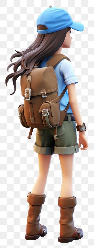 PNG Backpack cartoon female white background. AI generated Image by rawpixel.