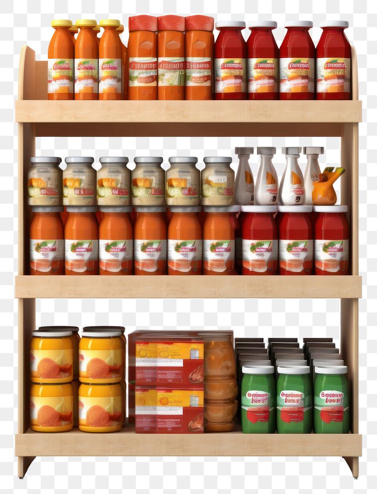 PNG Shelf supermarket pantry food. AI generated Image by rawpixel.