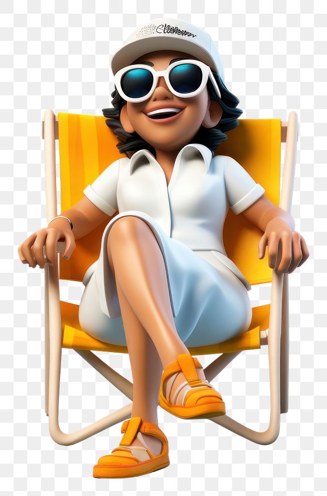 PNG Sunglasses sitting cartoon chair. AI generated Image by rawpixel.