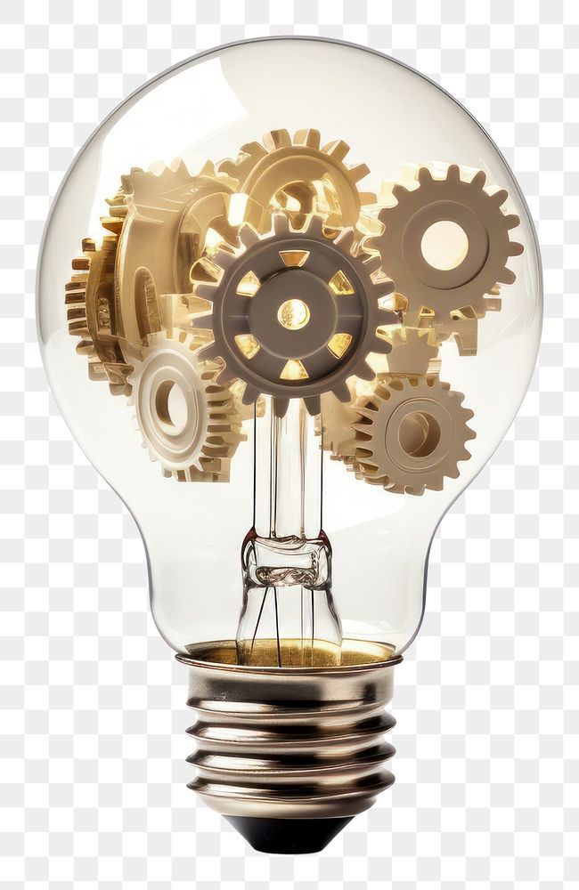 PNG Light lightbulb gear transparent background. AI generated Image by rawpixel.