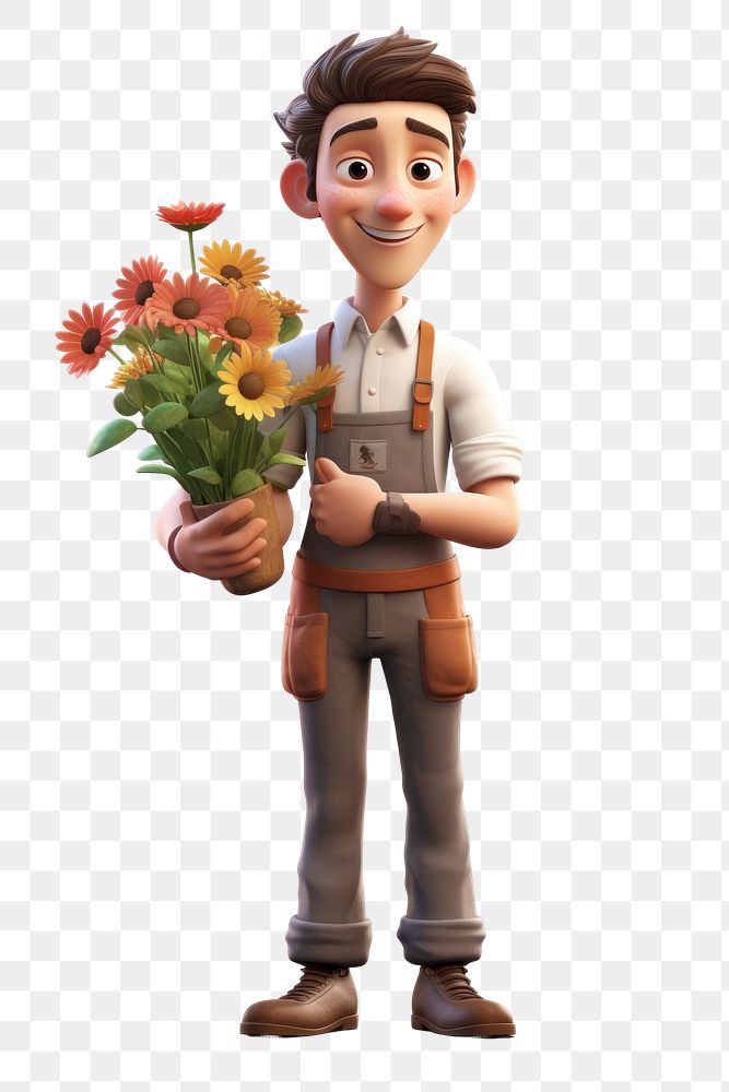 PNG Florist cartoon flower plant. AI generated Image by rawpixel.