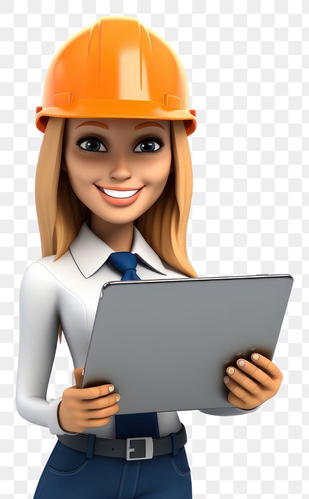 PNG Female engineer computer holding hardhat. AI generated Image by rawpixel.