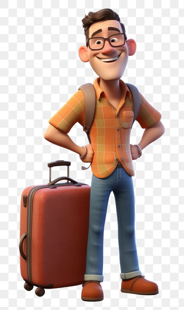 PNG Suitcase luggage smiling cartoon. 