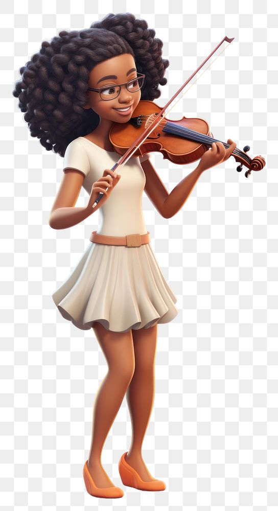 PNG Violin cartoon female transparent background. AI generated Image by rawpixel.