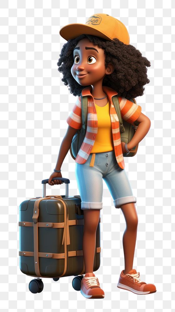 PNG Suitcase luggage cartoon female. AI generated Image by rawpixel.