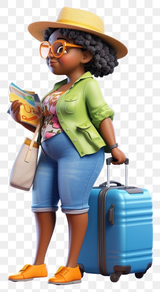 PNG Suitcase luggage cartoon female. 