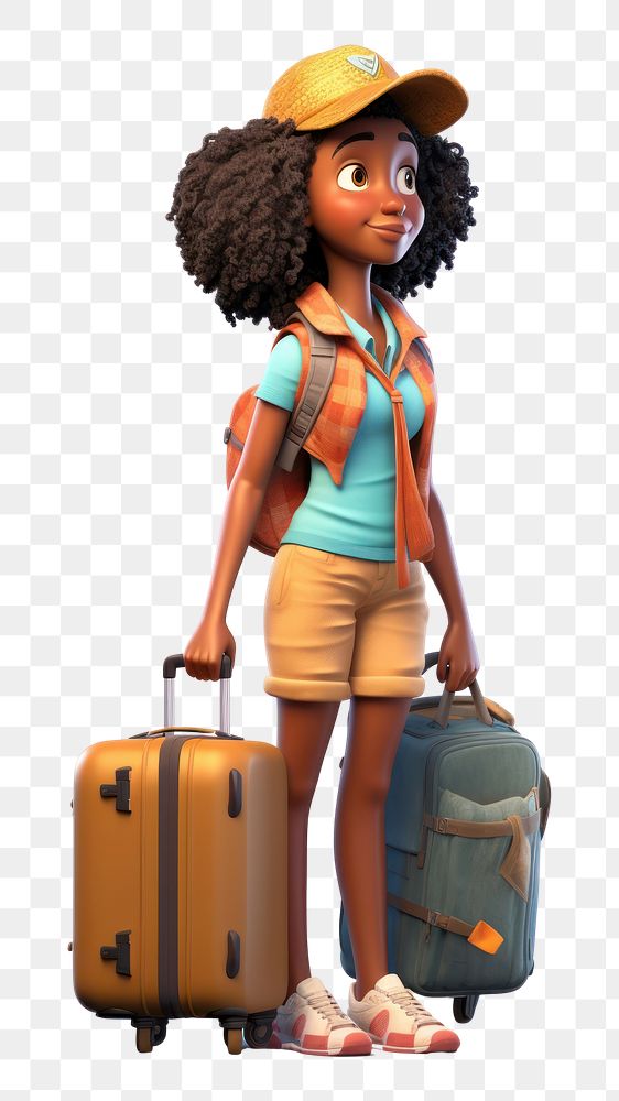 PNG Suitcase luggage cartoon female. AI generated Image by rawpixel.