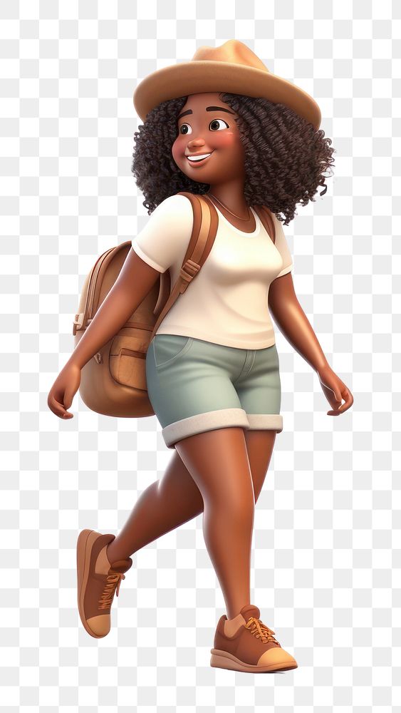 PNG Walking cartoon shorts female. AI generated Image by rawpixel.