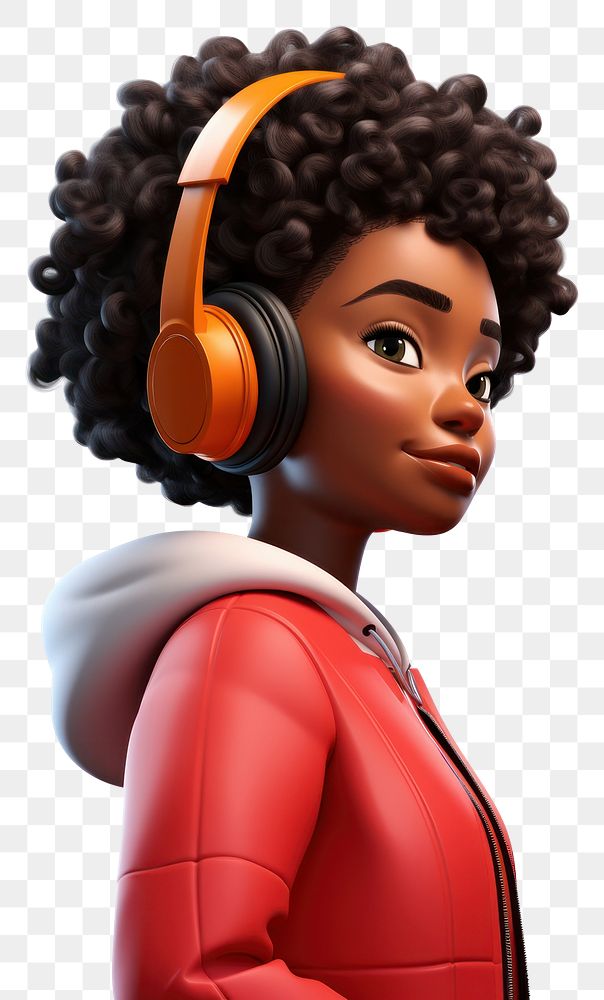 PNG Headphones headset cartoon female. AI generated Image by rawpixel.