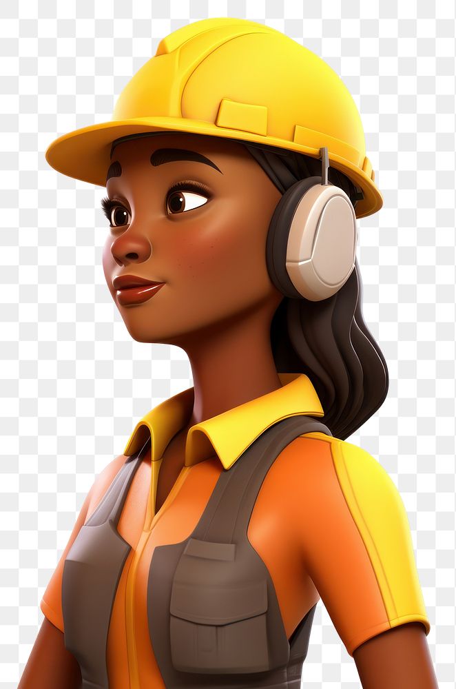 PNG Cartoon hardhat helmet female. AI generated Image by rawpixel.