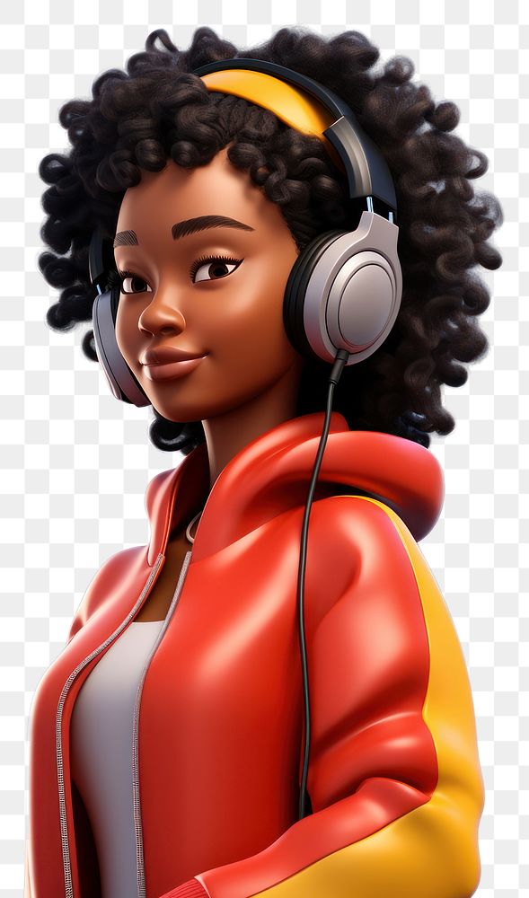 PNG Headphones headset cartoon female. AI generated Image by rawpixel.