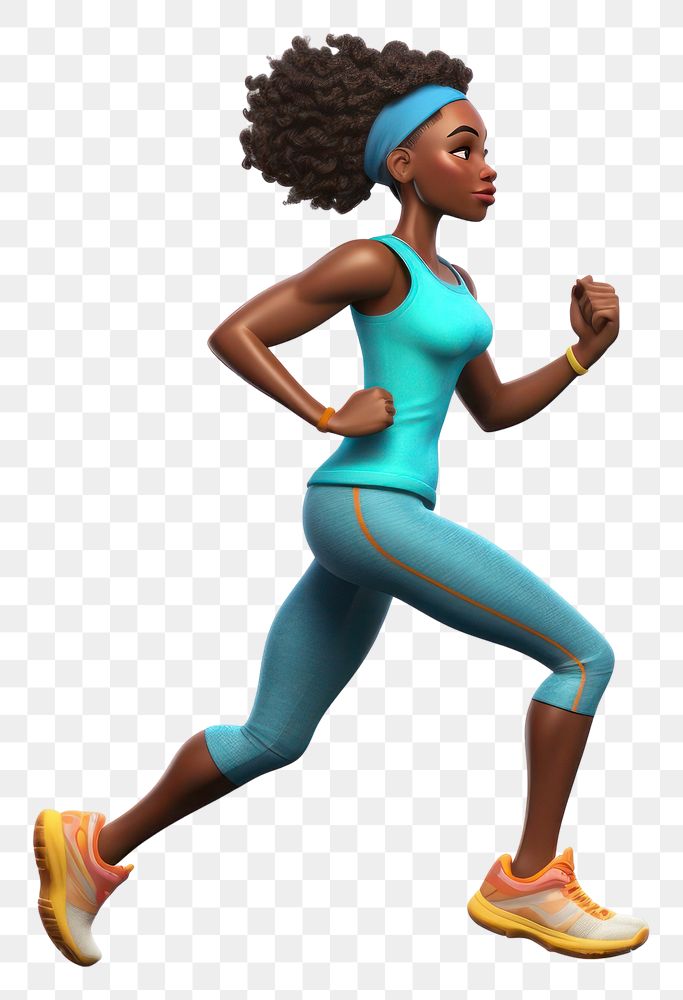 PNG Running jogging cartoon female. AI generated Image by rawpixel.