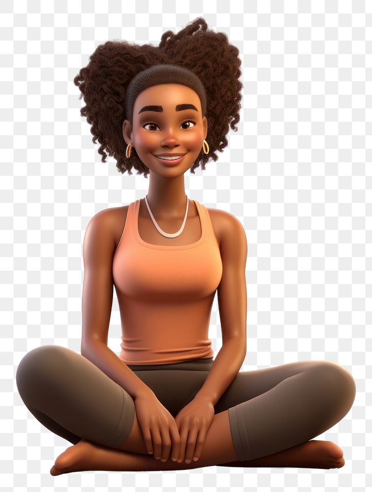 PNG Sitting cartoon sports female. AI generated Image by rawpixel.