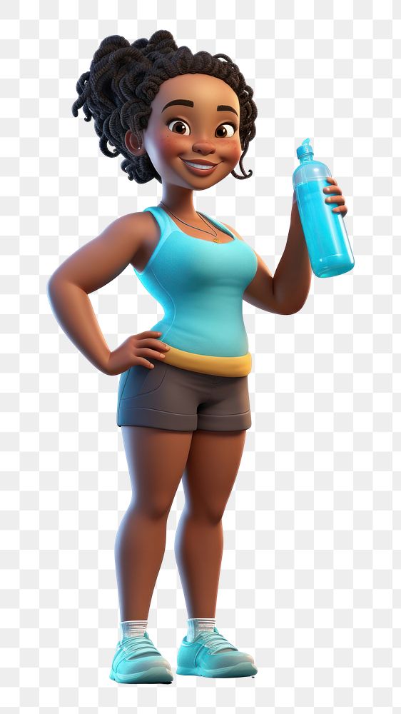 PNG Cartoon sports bottle female. AI generated Image by rawpixel.