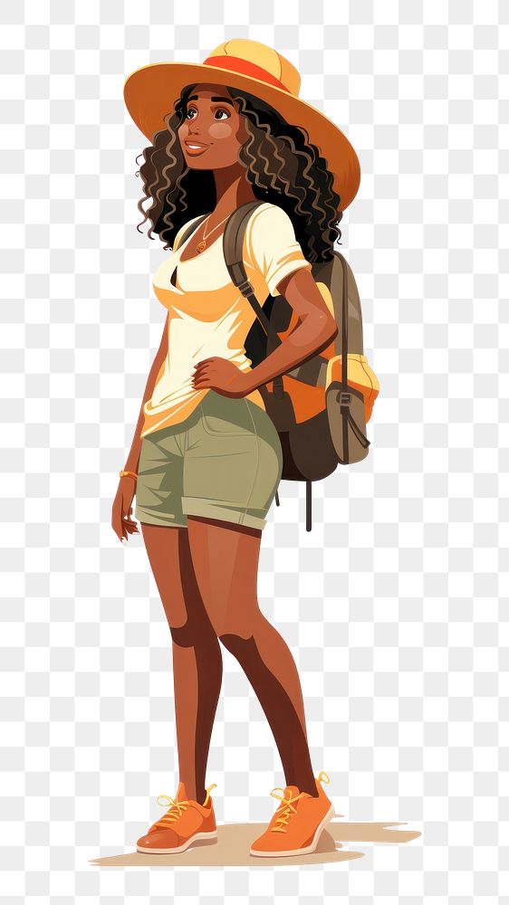 PNG Walking cartoon shorts female. AI generated Image by rawpixel.