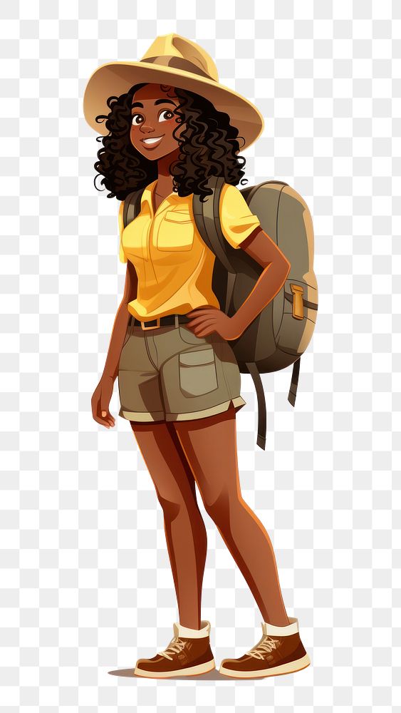 PNG Backpack cartoon shorts female. AI generated Image by rawpixel.