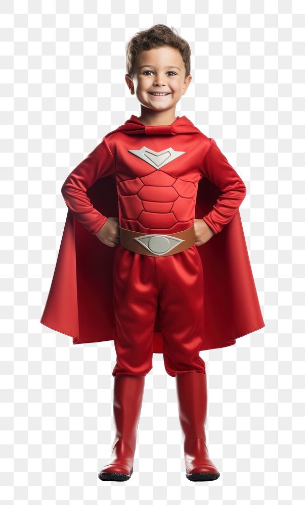 PNG Superhero smiling costume child. 