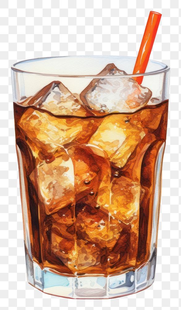 PNG Cocktail drink glass cola, digital paint illustration. AI generated image