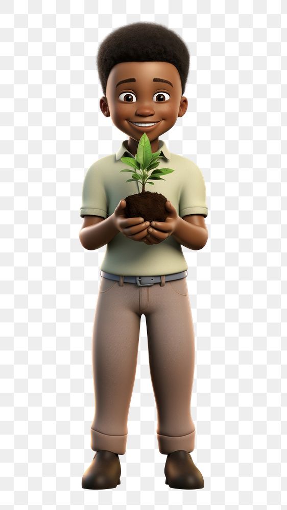 PNG Plant holding cartoon white background. AI generated Image by rawpixel.