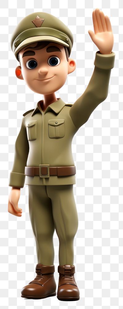 PNG Army uniform cartoon toy white background. AI generated Image by rawpixel.