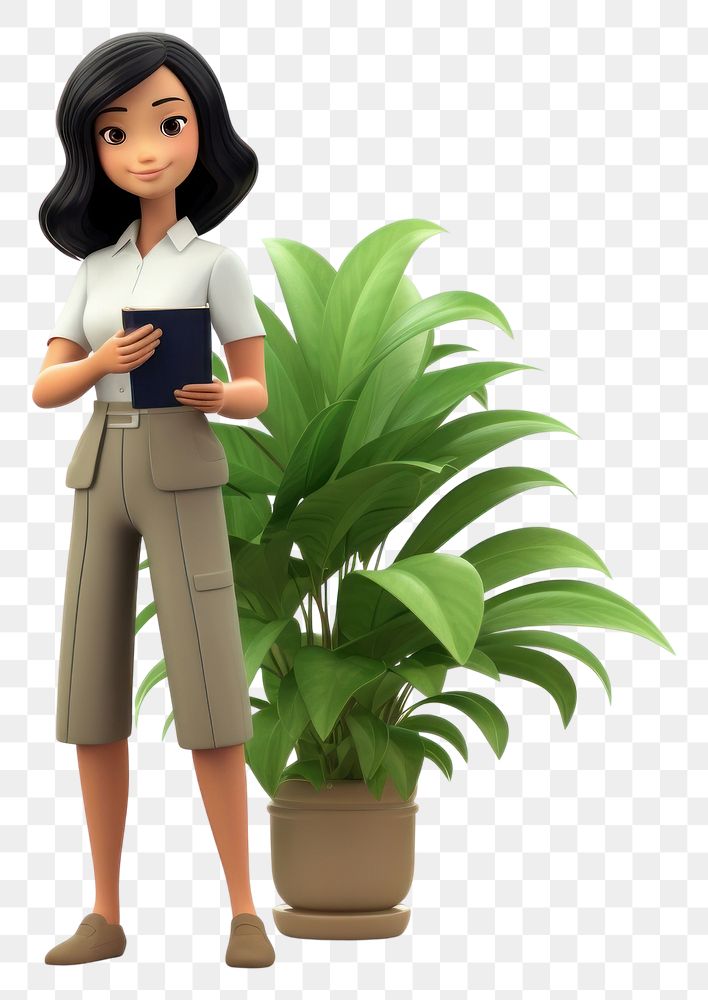 PNG Plant houseplant holding cartoon. AI generated Image by rawpixel.