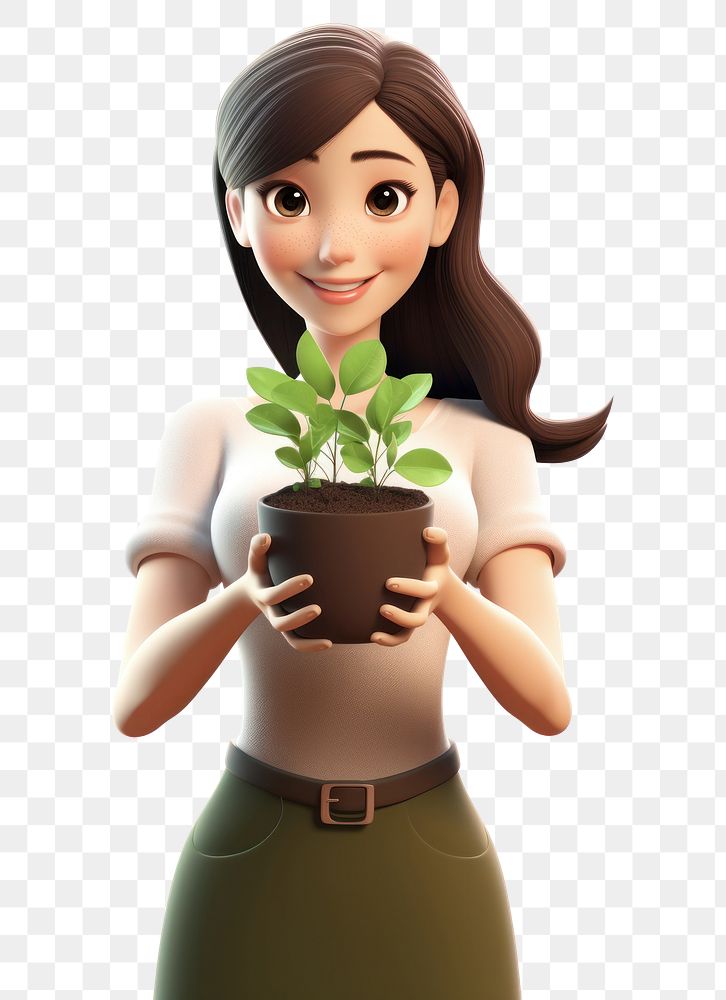 PNG Plant holding cartoon adult. AI generated Image by rawpixel.