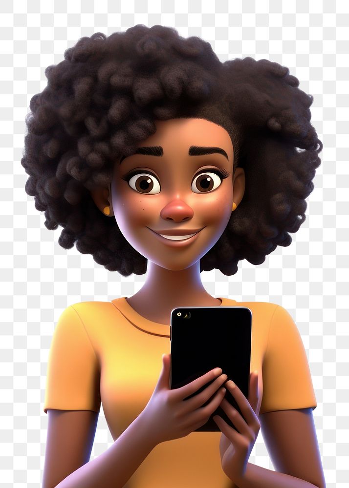 PNG Cartoon adult woman phone. AI generated Image by rawpixel.