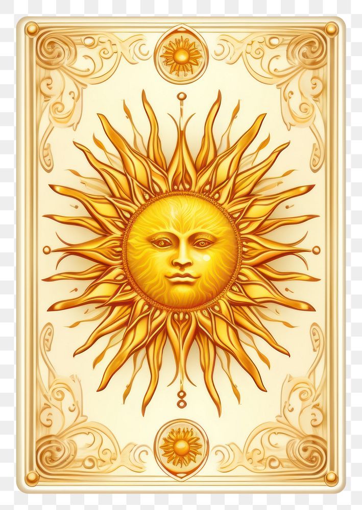 PNG Tarot card gold art sun. AI generated Image by rawpixel.