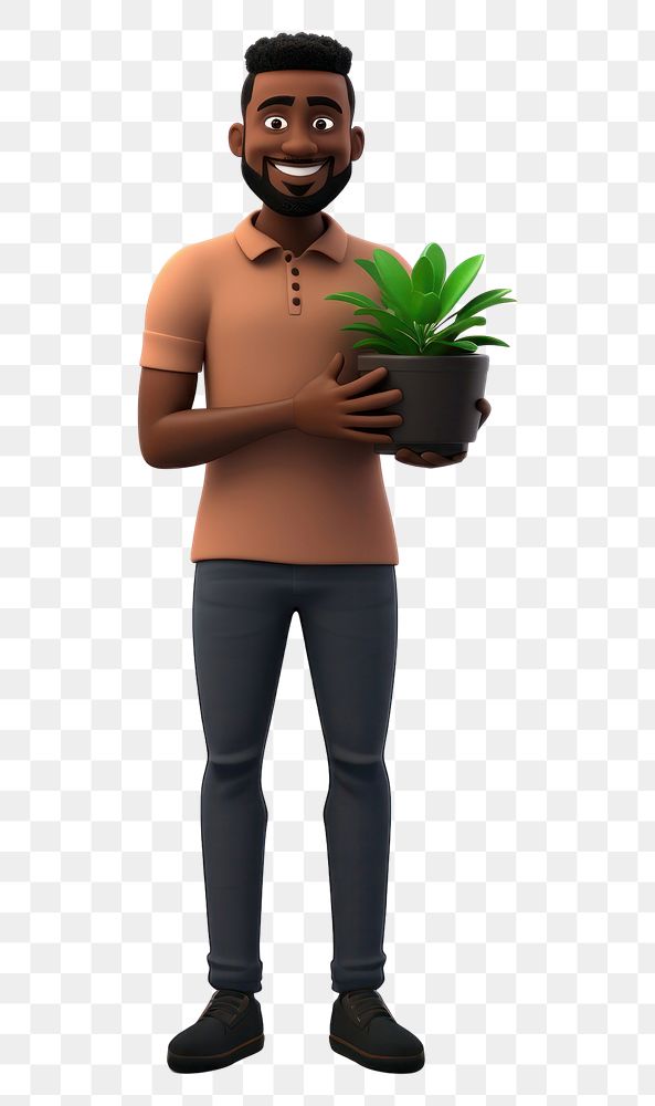 PNG Plant standing cartoon adult. AI generated Image by rawpixel.