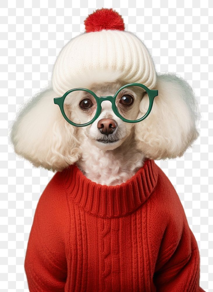 PNG Portrait glasses poodle dog. AI generated Image by rawpixel.