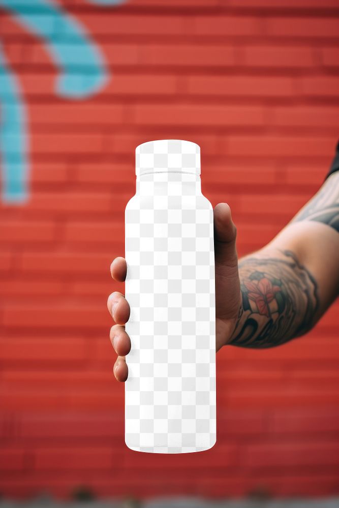 Insulated water bottle png mockup, transparent design