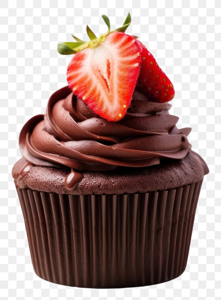 PNG Strawberry cupcake chocolate dessert.