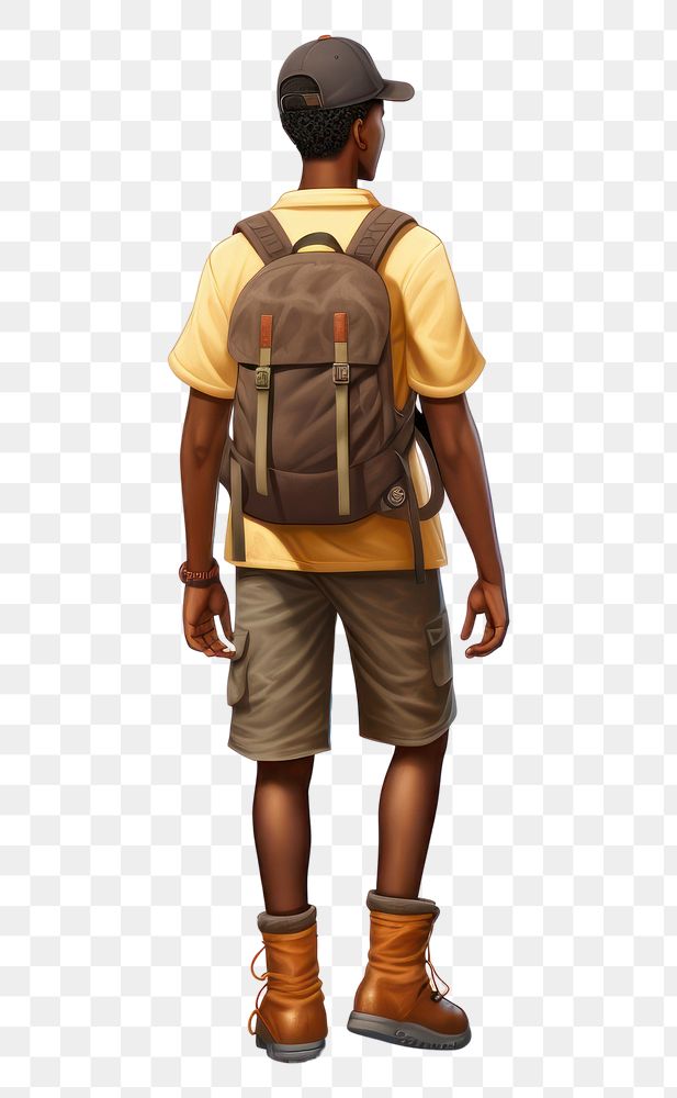 PNG Backpack footwear standing cartoon. AI generated Image by rawpixel.