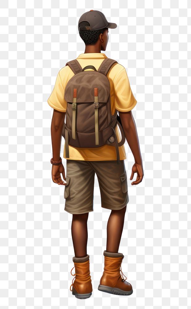 PNG Backpack footwear standing cartoon. 