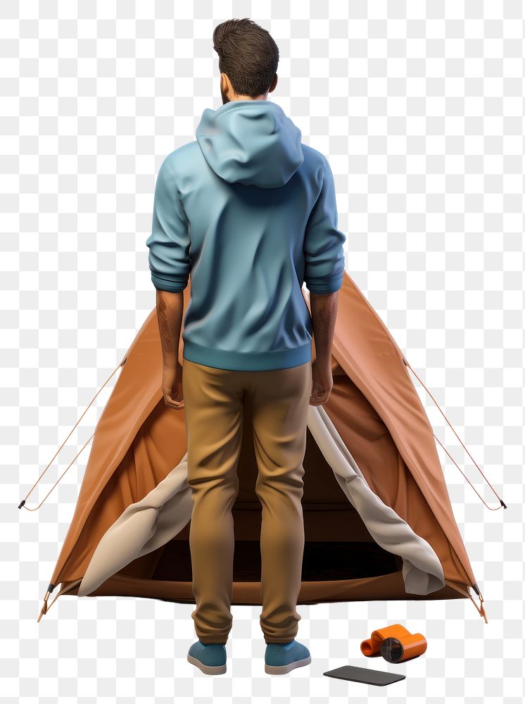 PNG Camping adult tent man. 