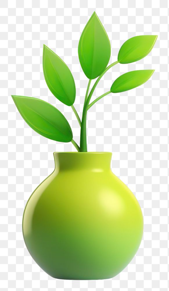 PNG Plant vase green leaf. 