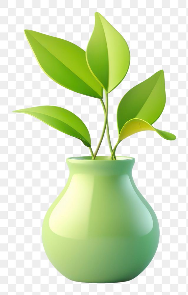 PNG Plant vase green leaf. 