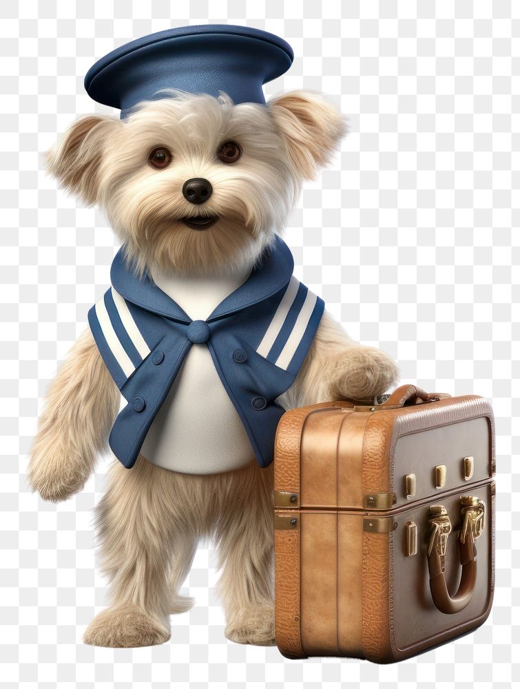 PNG Suitcase luggage mammal dog. AI generated Image by rawpixel.