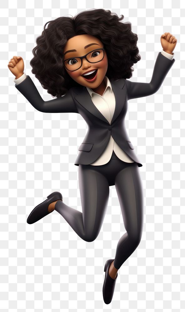 PNG Jumping cartoon adult woman. 