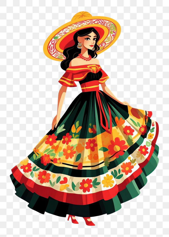 PNG Sombrero dancing adult woman. AI generated Image by rawpixel.
