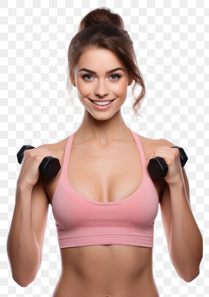 PNG Dumbbell portrait exercise fitness. AI generated Image by rawpixel.