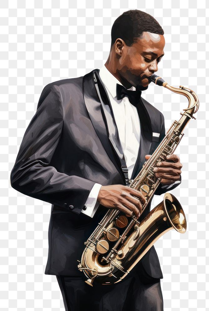 PNG Saxophone adult man saxophonist. AI generated Image by rawpixel.