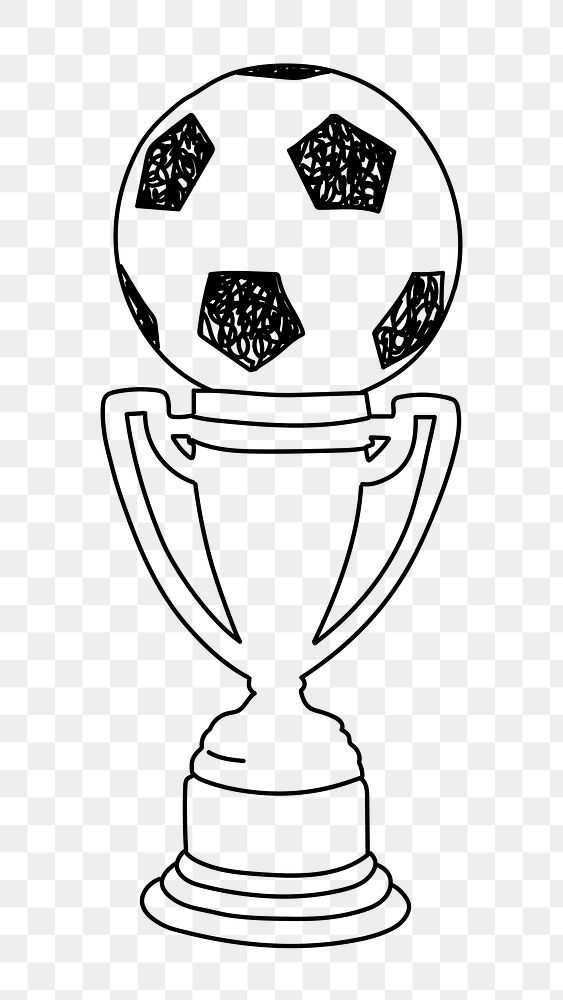 PNG soccer trophy championship doodle illustration, transparent background